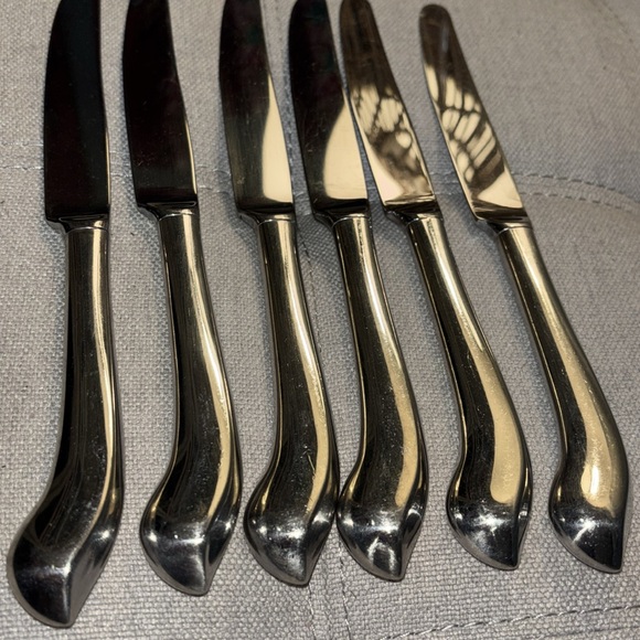 Dinner Knives Pistol Grip Handle Flatware Set Of 6 - Picture 2 of 6